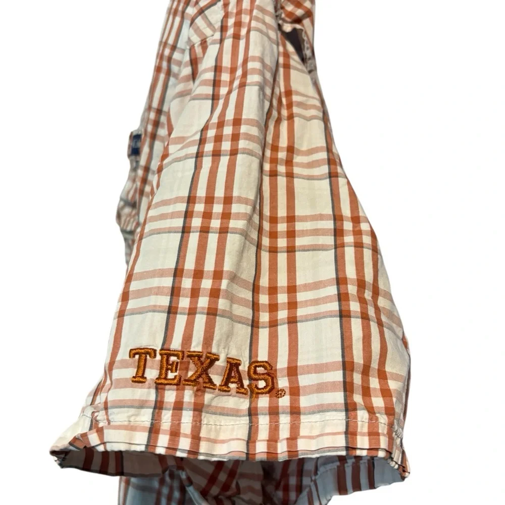 Columbia PFG Men's Texas Longhorns Plaid Fishing Shirt Orange and White XL